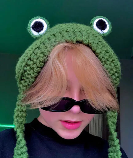Winter Skullies 2022 Women Hat Frog Crochet Knitted Hat Costume Beanie Hats Women Gift Baby Anime Hat Photography Prop Party