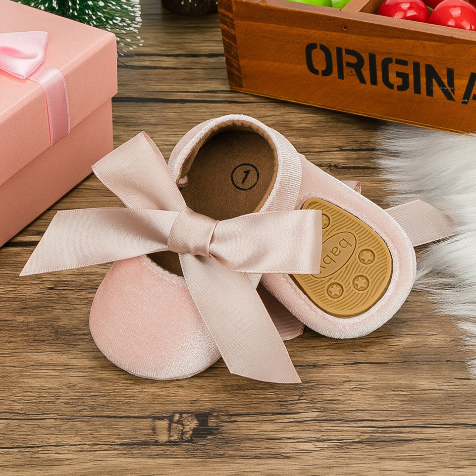 Baby Girl Shoes Riband Bow Lace Up PU Leather Princess Baby Shoes First Walkers